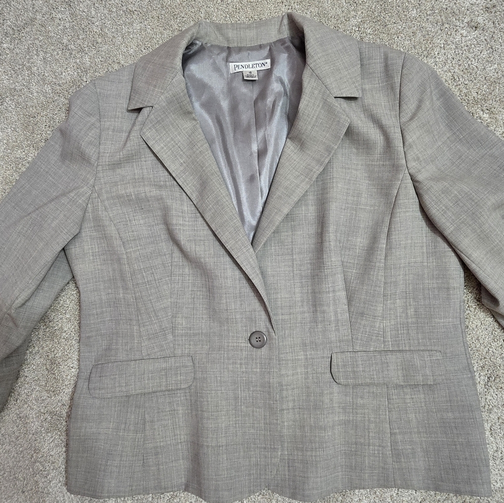 Pendleton Heather Gray One Button Wool Classic Ca… - image 3